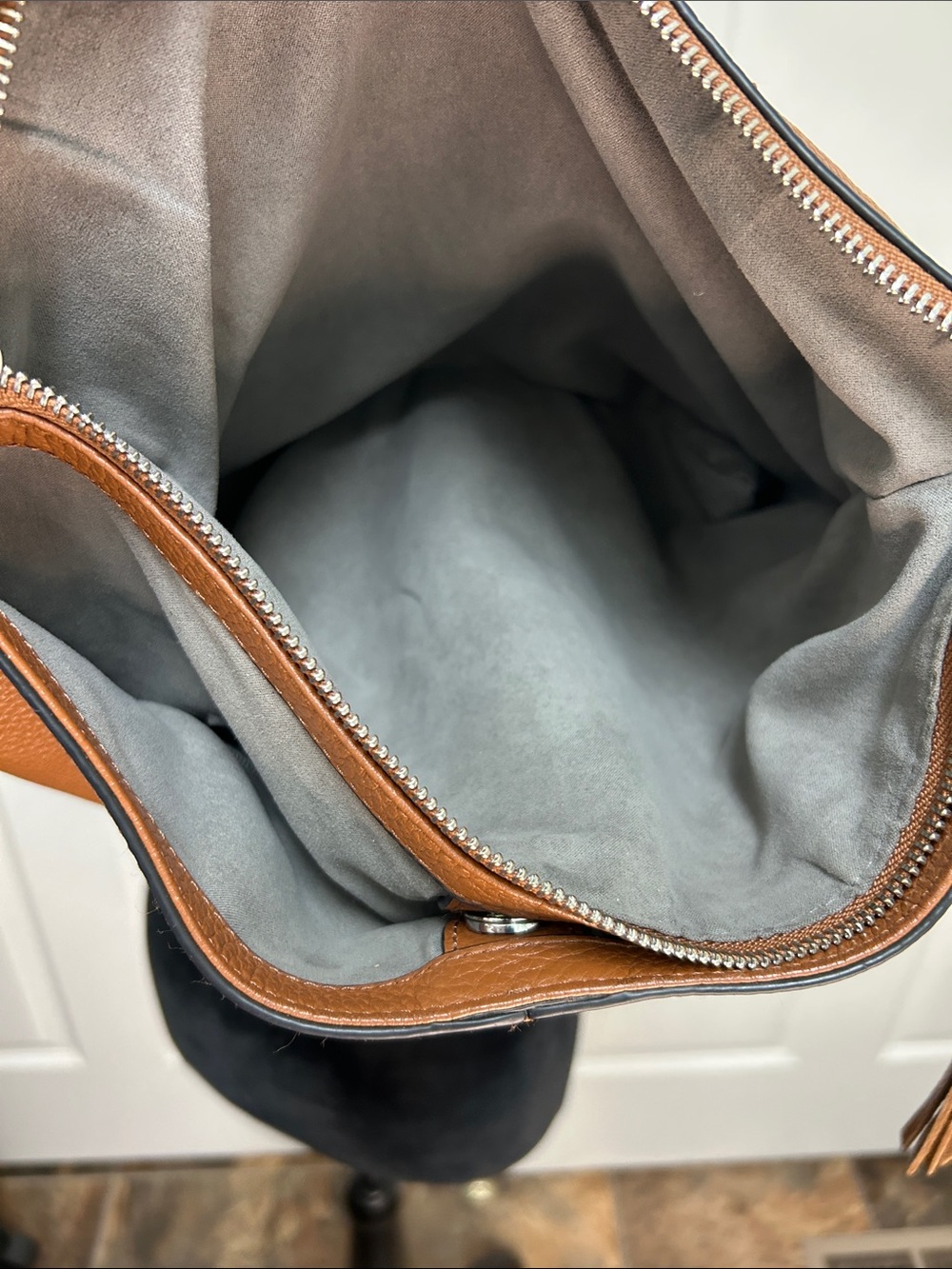 Vince Camuto Leather Hobo Shoulder Bag in Hickory - Picture 4 of 9